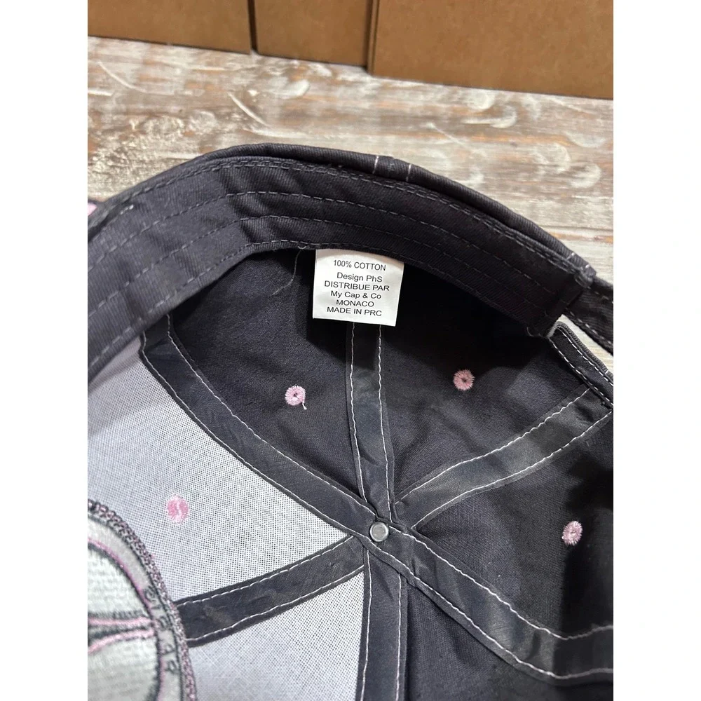 Paris France Eiffel Tower Baseball Cap Pink Charcoal Cotton Adjustable Hat